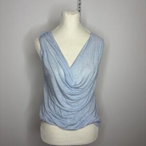 Elegant Draped Women's Blouse in Light Blue